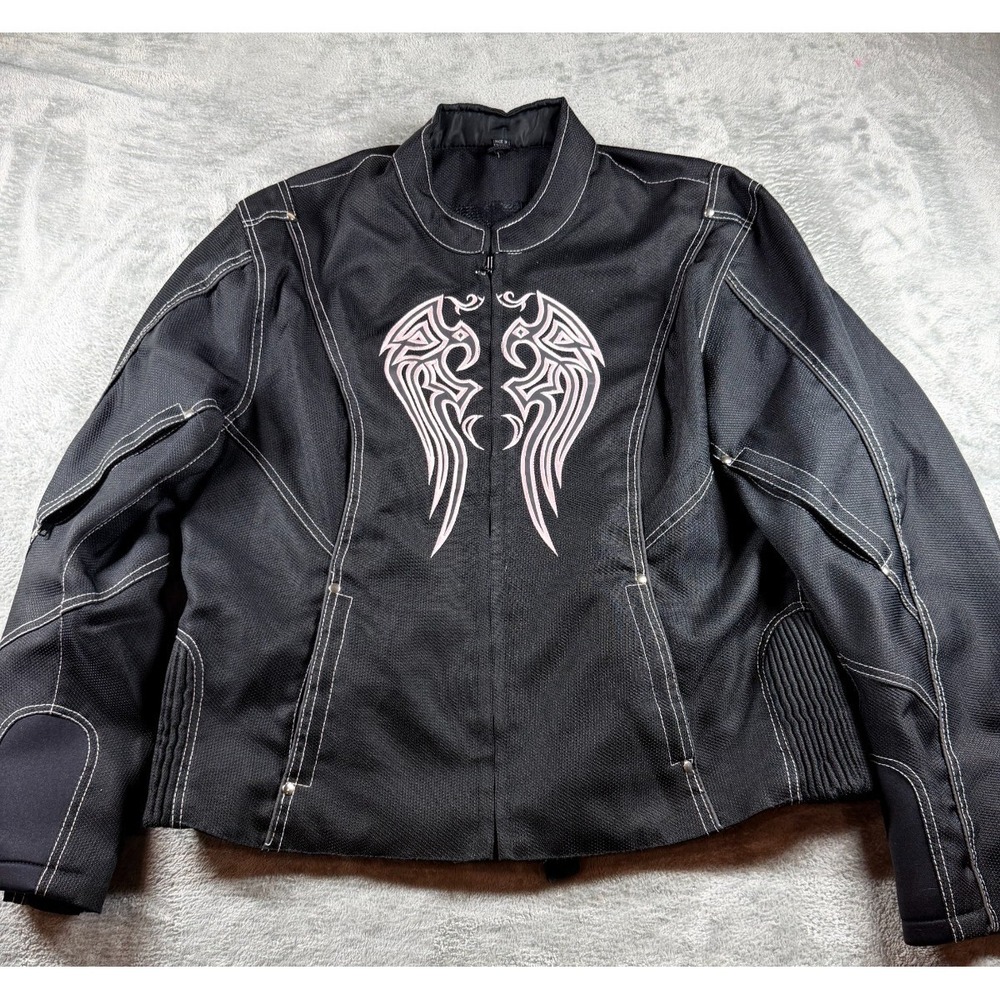 Vance Leathers‎ Motorcycle Jacket Womens 3XL Black Mesh Tribal Wings